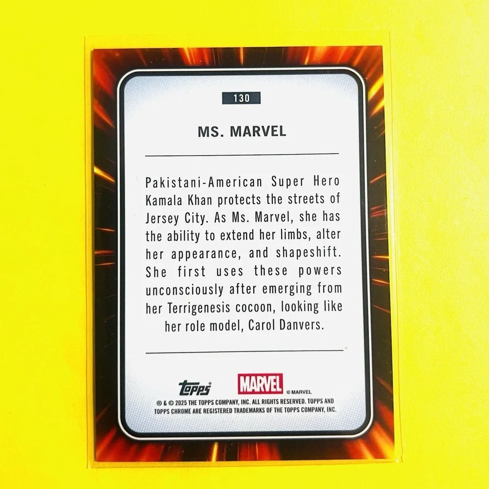 2025 Topps‎ Chrome Marvel Ms. Marvel #130 Yellow Lava Refractor Near Mint